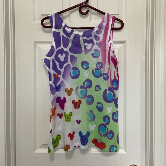 Disney Wild Neon Animal Print Mickey Tank NWT - Picture 7 of 9